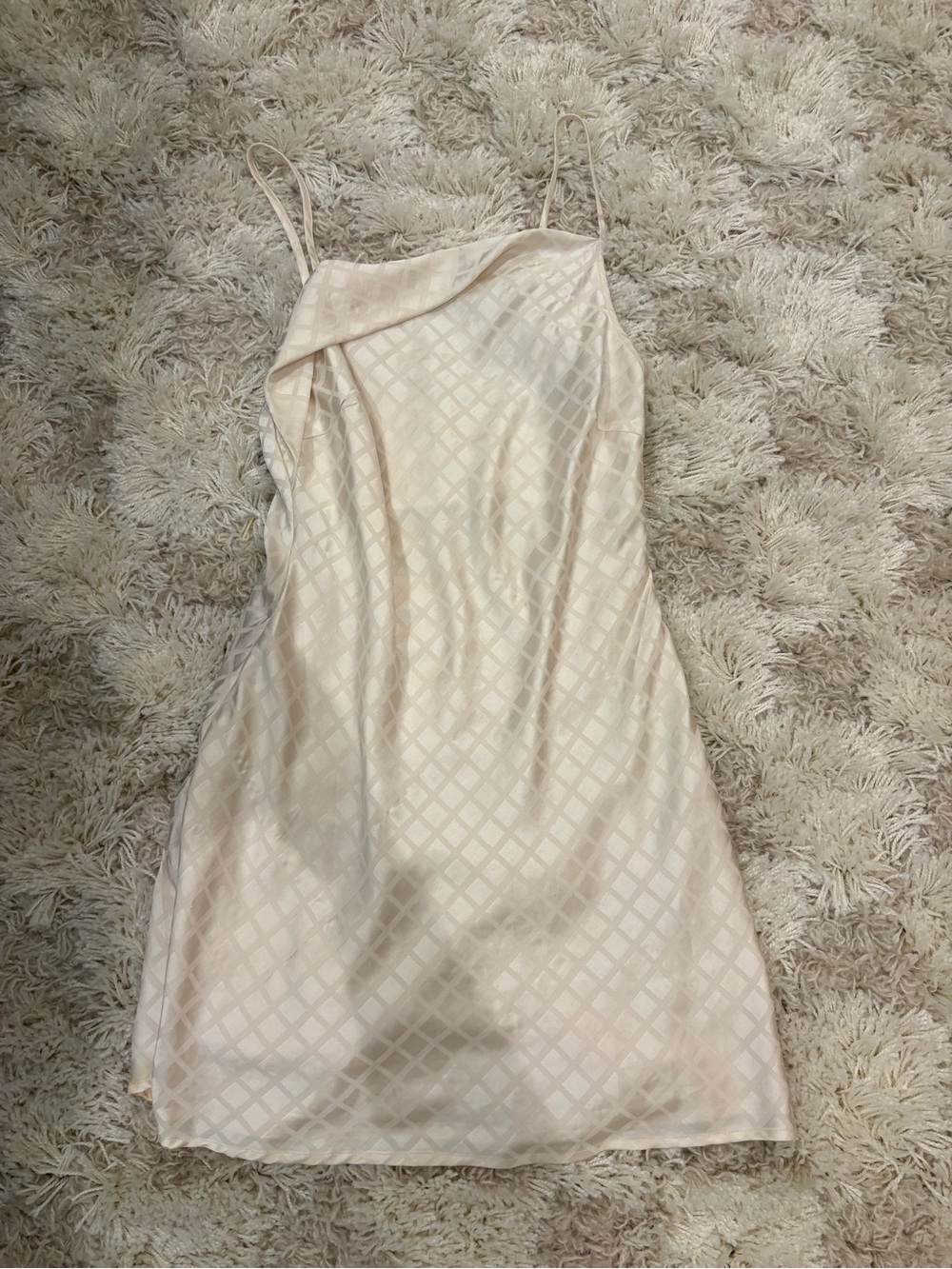 Le Lis Cream Diamond-Pattern Slip Mini Dress